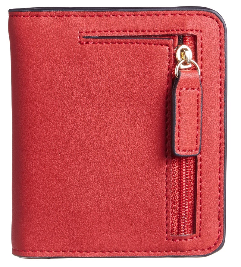 Gostwo Small Wallet for Women, Credit Card Holder Wallet, Slim Rfid Wallet Women, Compact Bifold Luxury Genuine Leather Pocket Passport Wallet Ladies Girls Mini Purse Travel with ID Window, Red - Image 1
